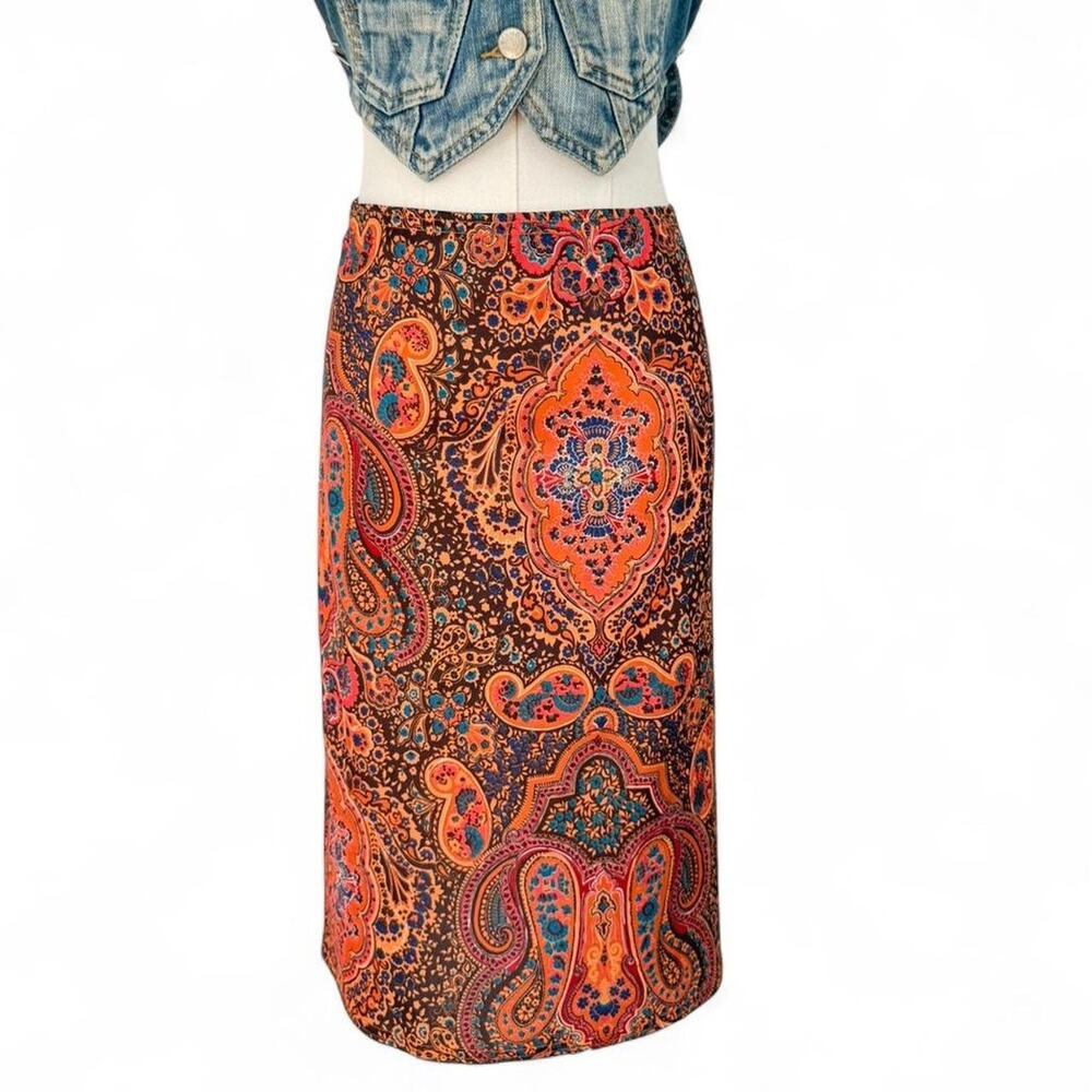 Y2K DELIA’S ORANGE PAISLEY MIDI SKIRT